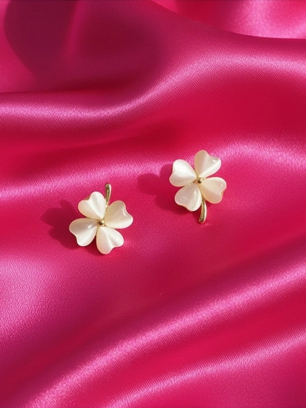 Four-Leaf Clover‎ Stud Earrings Opal Stone- Women's Jewelry